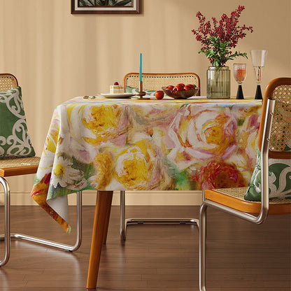 Soft Impressionist Rose Floral Tablecloth - Multicolor - Rectangle - 55" × 86" - image 0