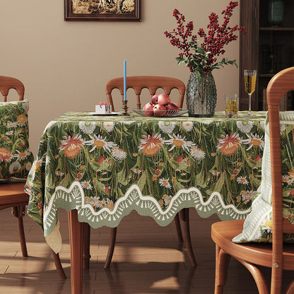 Woodland Wildflower & Daisy Tablecloth - Green - Rectangle - 55" × 86" - image 0