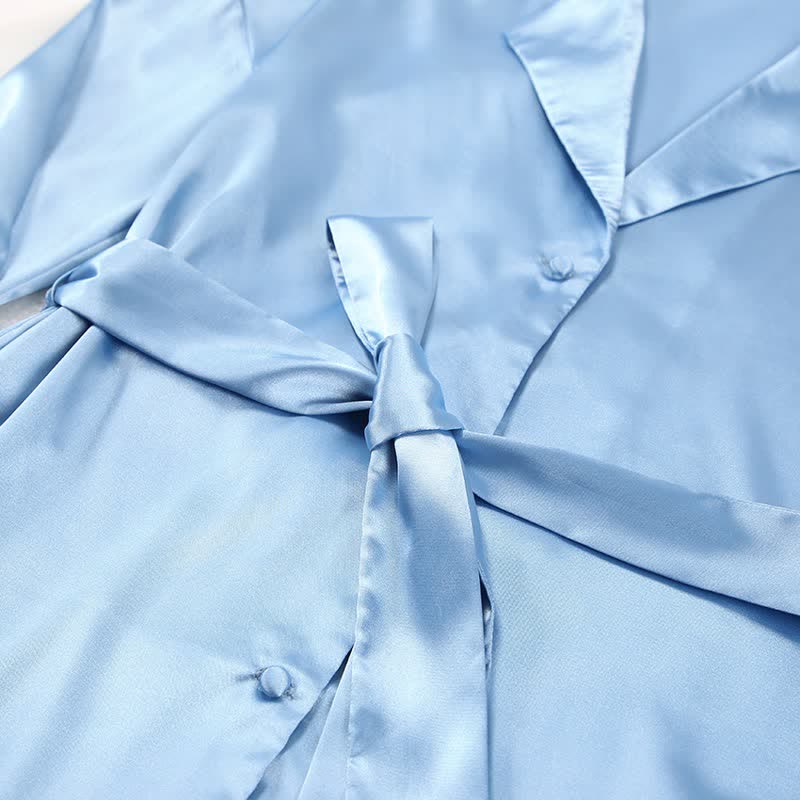Solid Color Belted Women's Loungewear Set - image 7