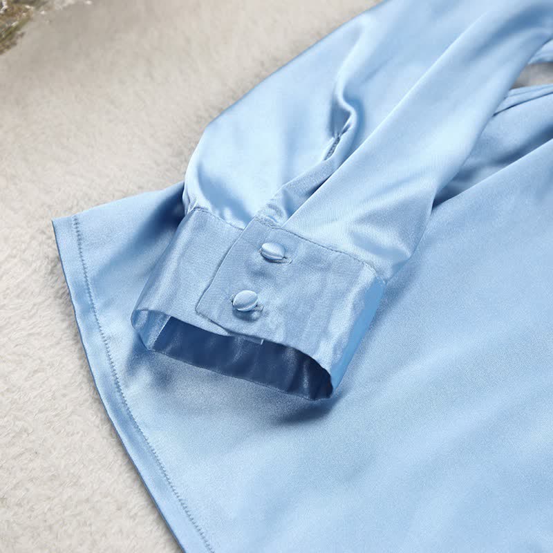 Solid Color Belted Women's Loungewear Set - image 5