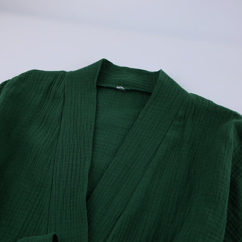 Solid Color Cotton Gauze Kimono Pajamas - image 10