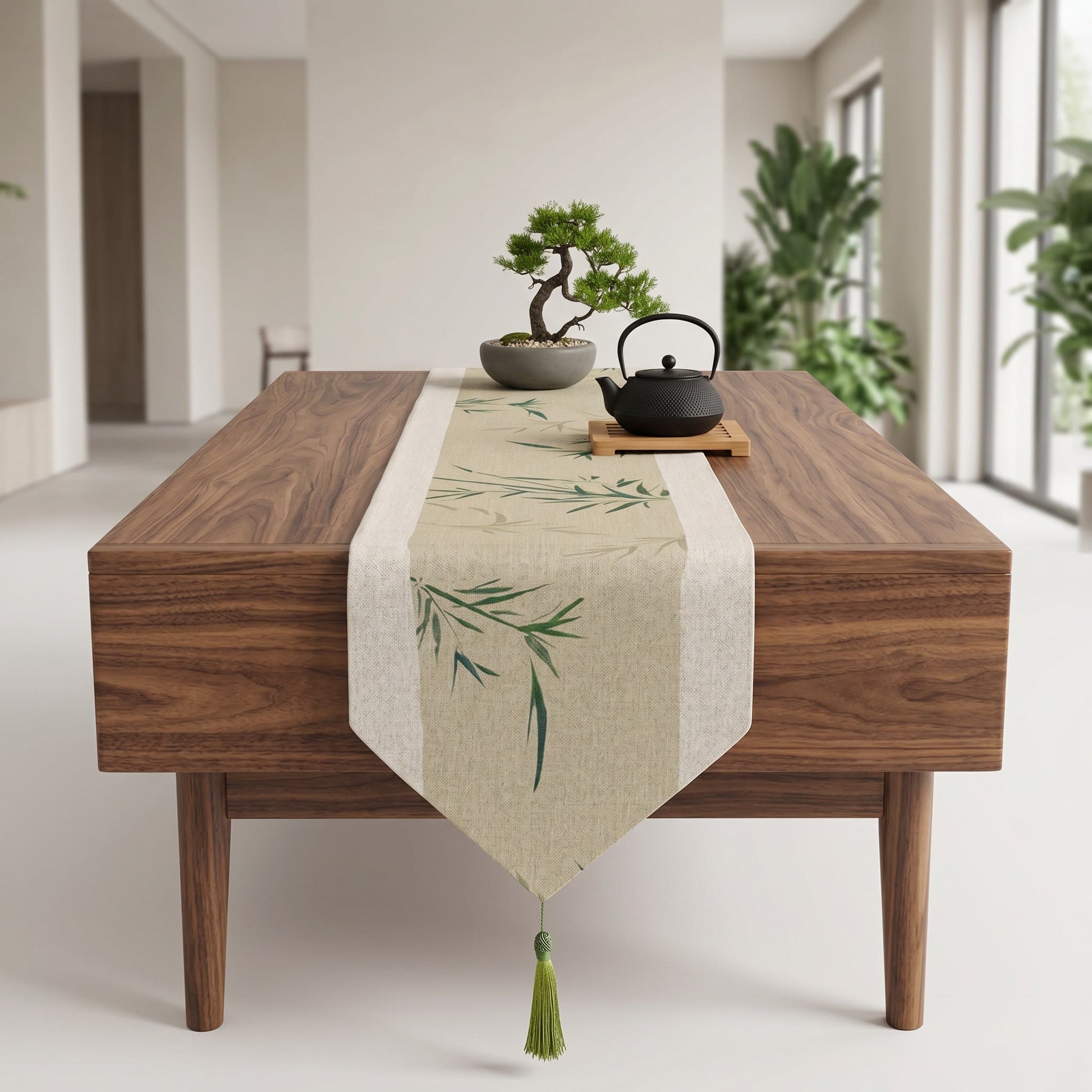 Oriental Ink-Wash Bamboo Table Runner - image 1