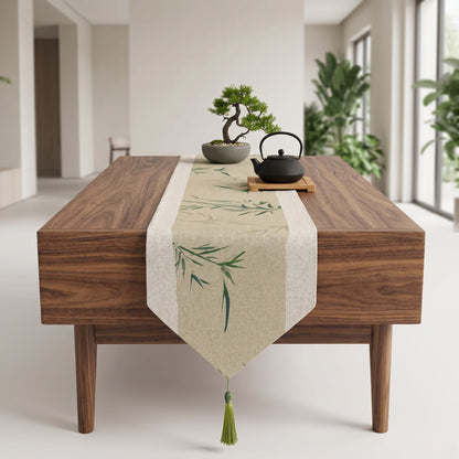 Oriental Ink-Wash Bamboo Table Runner - image 1