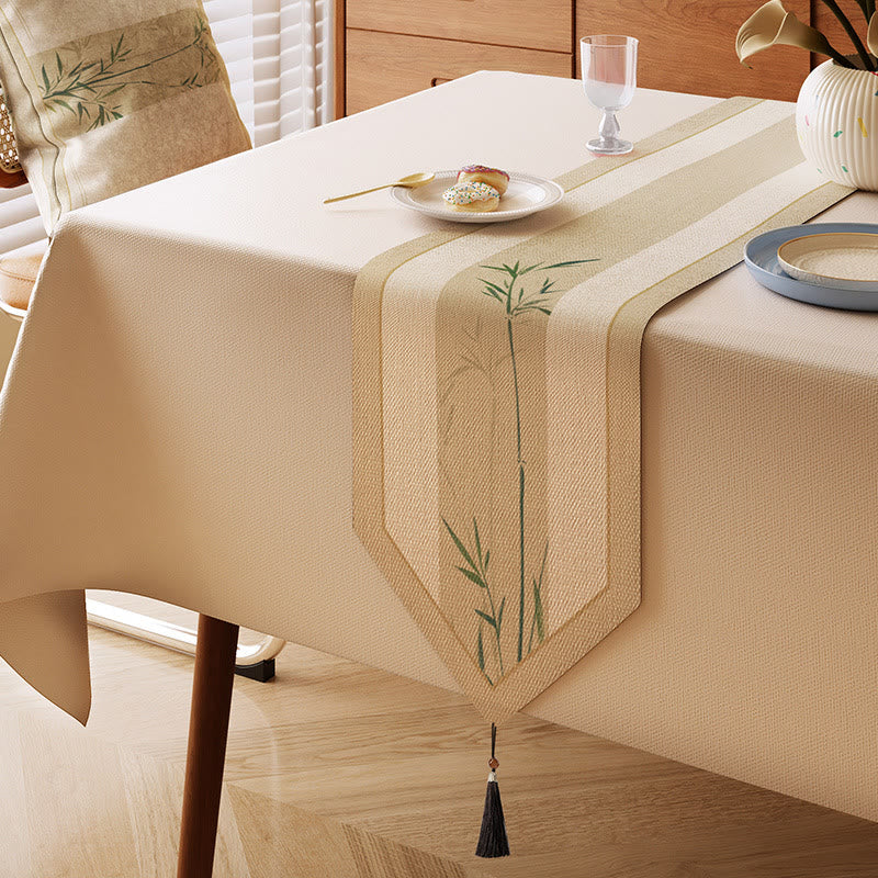 Elegant Ink-Wash Bamboo Table Runner - Light Green - 13" × 87" - image 0
