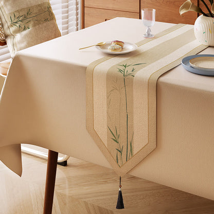 Elegant Ink-Wash Bamboo Table Runner - Light Green - 13" × 87" - image 0