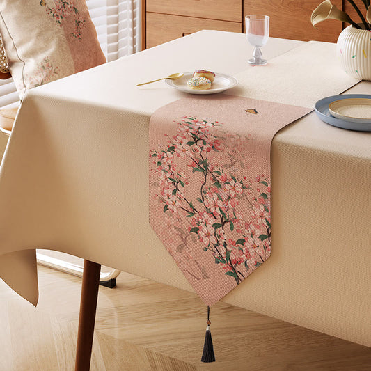 Painterly Crabapple Blossom Table Runner - Pink - 13" × 87" - image 0