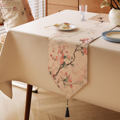 Painterly Crabapple Birds & Blossoms Table Runner - Beige - 13" × 87" - image 0