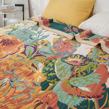 Bohemian Blooming Floral Cotton Quilt Blanket - image 4