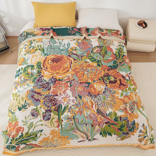 Bohemian Blooming Floral Cotton Quilt Blanket - Queen - image 0