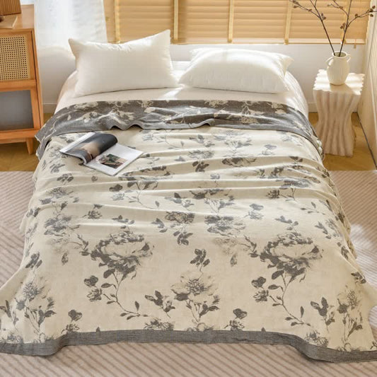 Vintage Floral Cotton Quilt Blanket - Queen - image 0