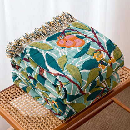 Vintage Botanical Fringed Reversible Gauze Quilt - image 2