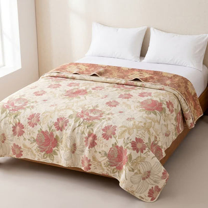 Blush Pink Floral Cotton Muslin Quilt - image 4