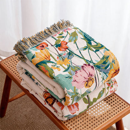 Watercolor Wildflower Fringed Reversible Gauze Quilt - image 2