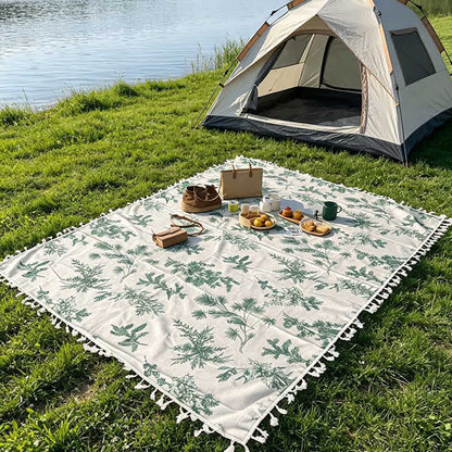 Vintage Forest Print Picnic Blanket with Tassels - image 4