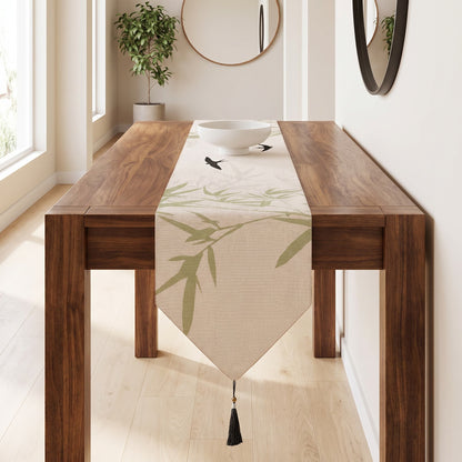 Bamboo & Swallow Ink-Wash Table Runner - image 1