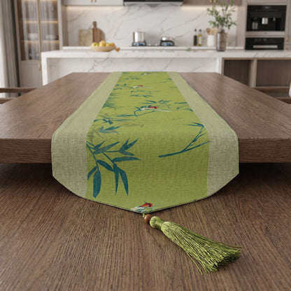 Green Bamboo & Birds Table Runner - image 2