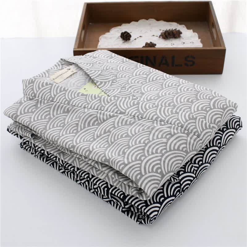 Unisex Seigaiha Cotton Kimono Loungewear Set - image 2