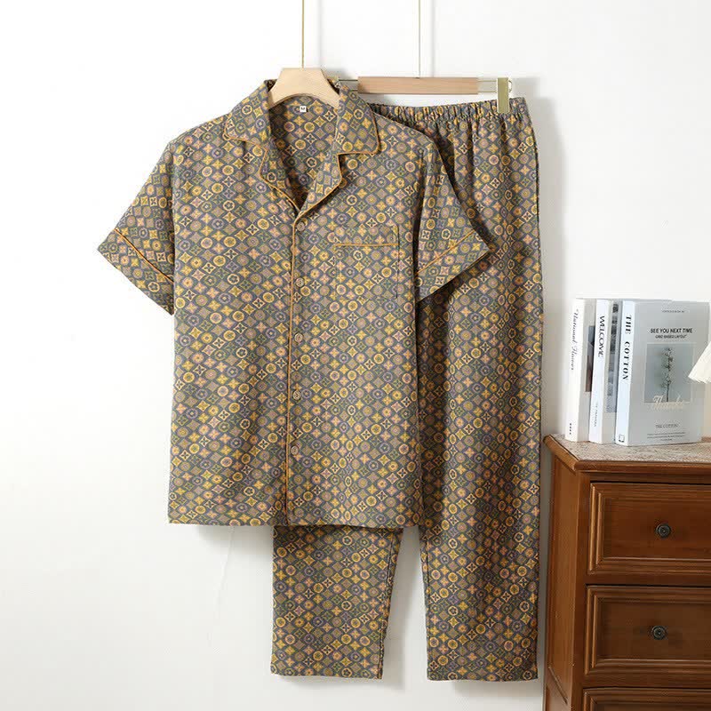 Unisex Vintage Geometric Cotton Loungewear Set - image 0