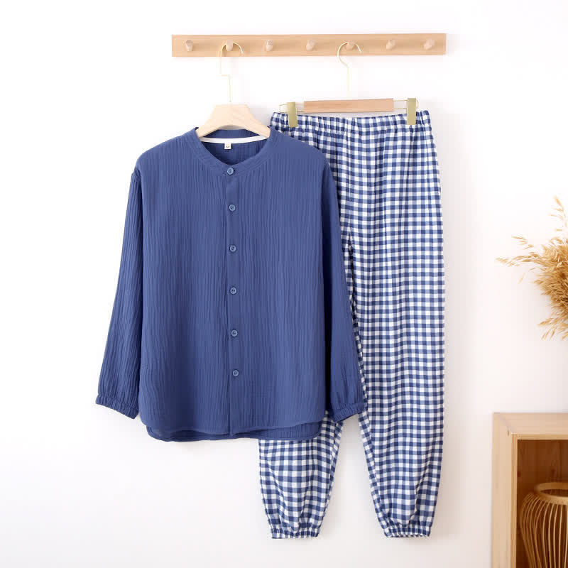Mixed-Match Gingham Print Loungewear Set - image 2