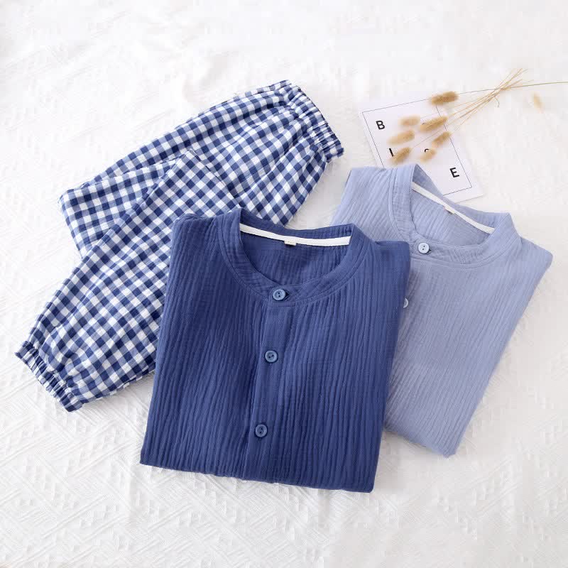 Mixed-Match Gingham Print Loungewear Set - image 1