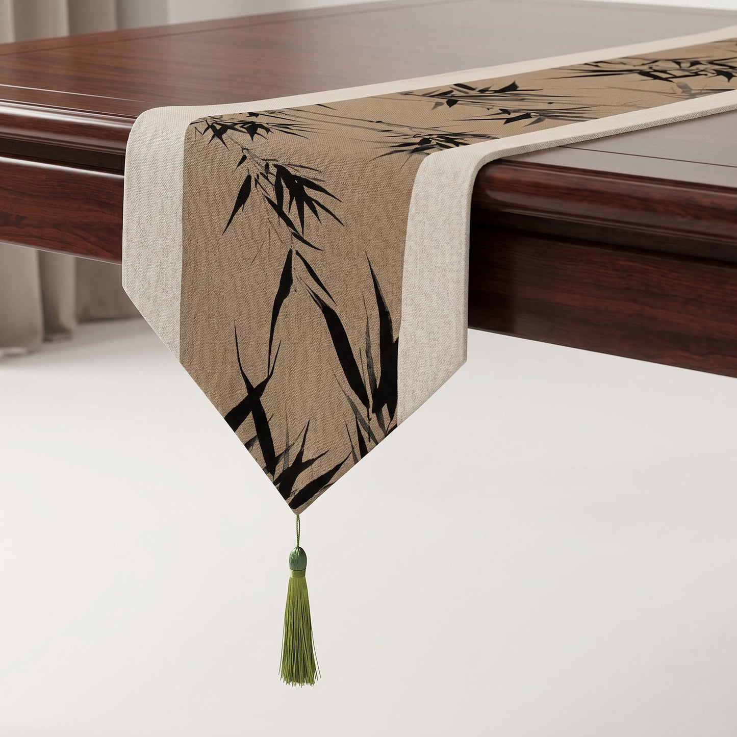 Brown Ink-Wash Bamboo Table Runner - image 2