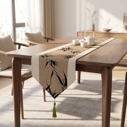 Brown Ink-Wash Bamboo Table Runner - image 1