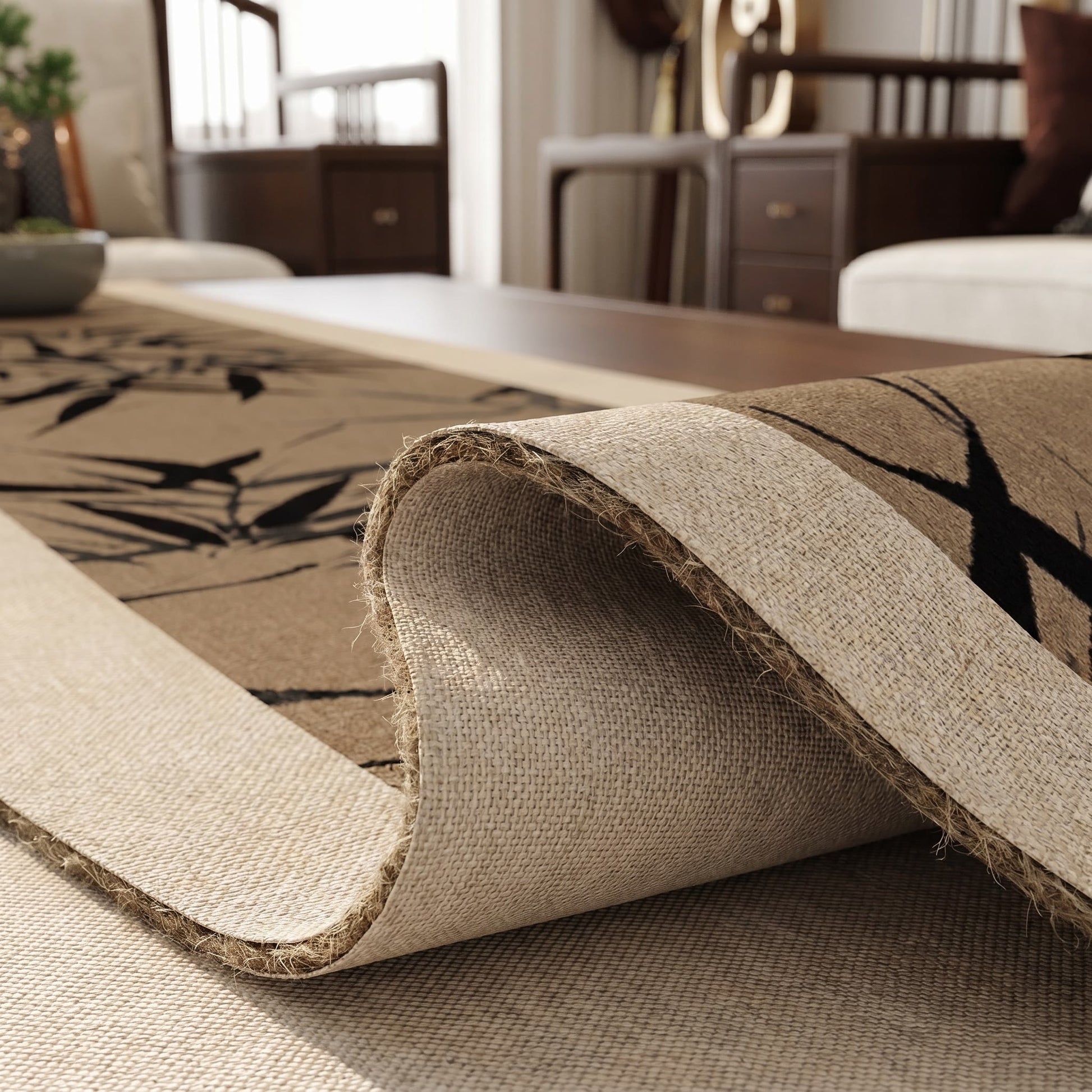 Brown Ink-Wash Bamboo Table Runner - image 3
