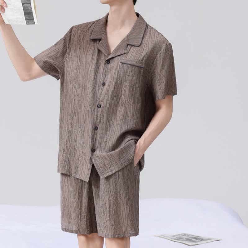 Textured Short Sleeve Pajama Set - image 1
