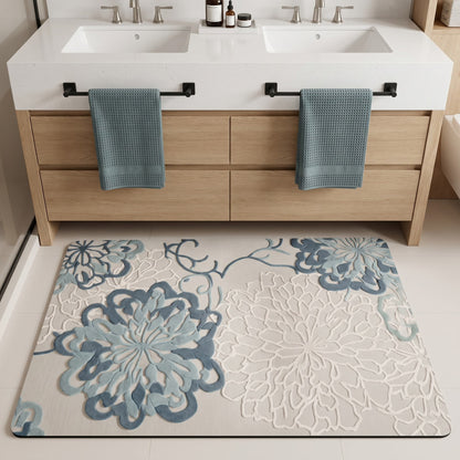 Floral Embossed Soft Non-Slip Bathroom Rug - image 1