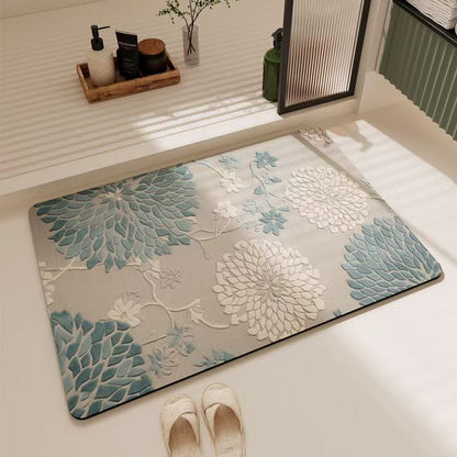 Blue Vintage Floral Non-Slip Bathroom Rug - 23" × 35" - image 0