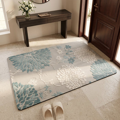 Blue Vintage Floral Non-Slip Bathroom Rug - image 1