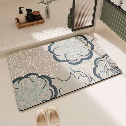 Soft Blue Filigree Floral Bathroom Rug - 23" × 35" - image 0