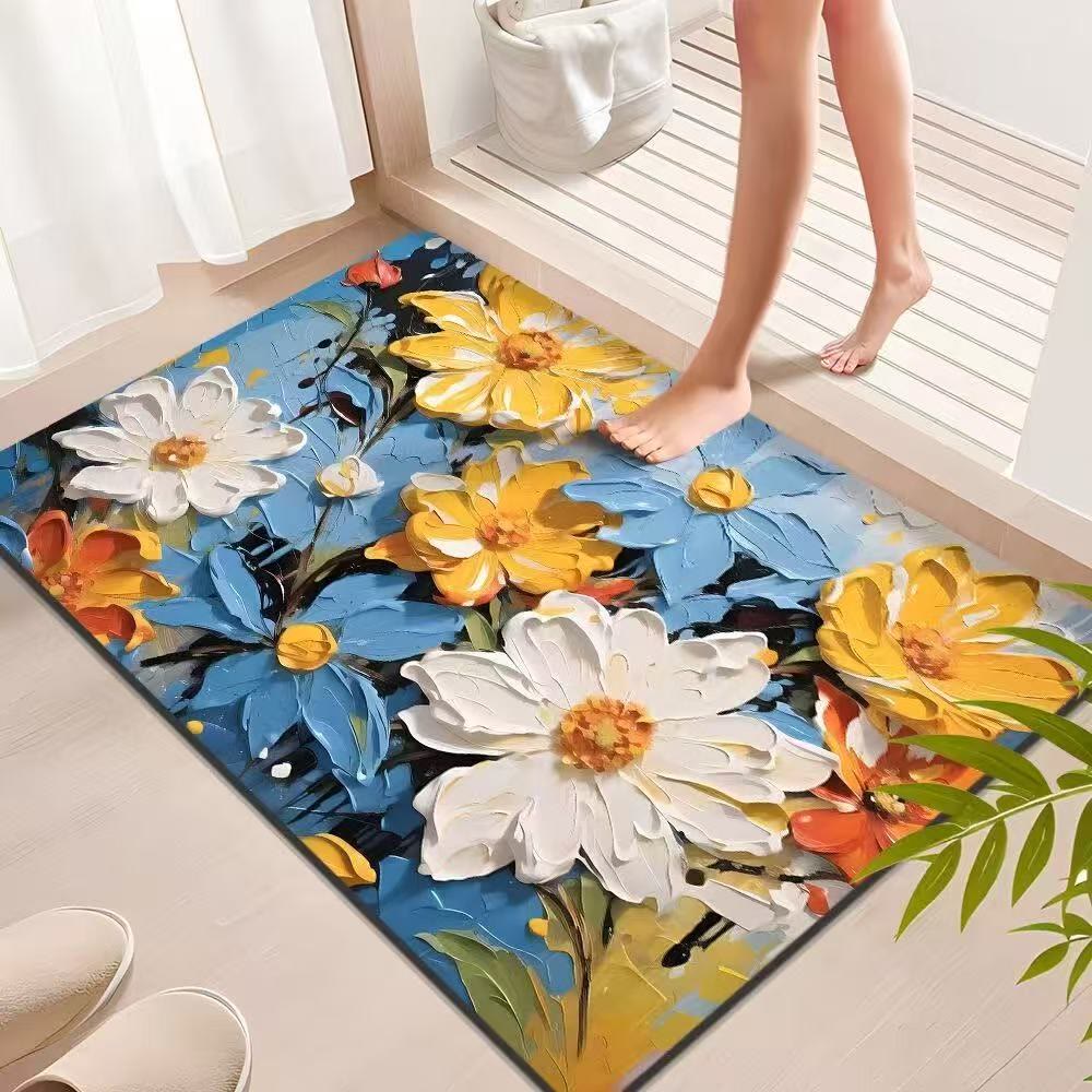 Vibrant Impressionist Floral Bathroom Rug - 31" × 47" - image 0