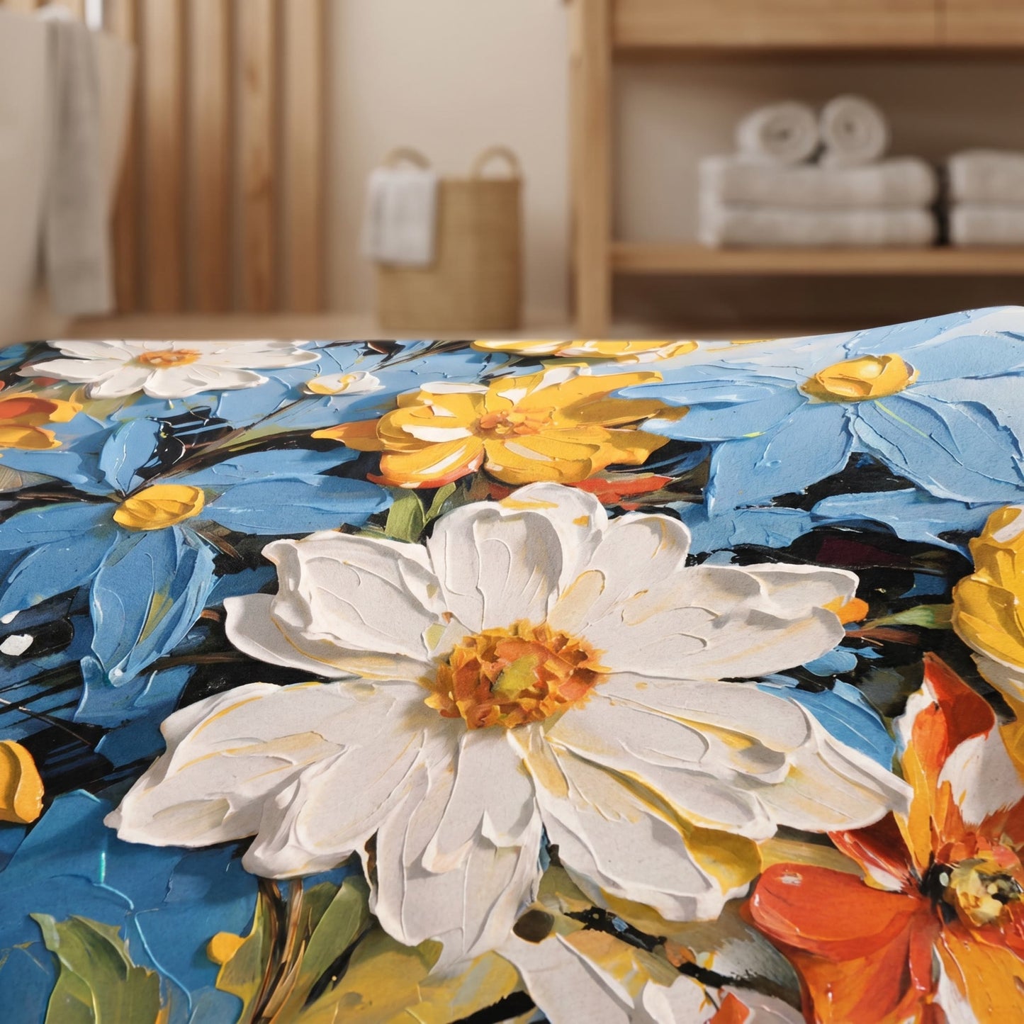 Vibrant Impressionist Floral Bathroom Rug - image 3