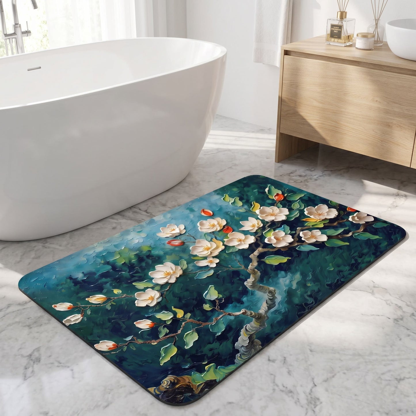 Impressionist Magnolia Bathroom Rug - image 2