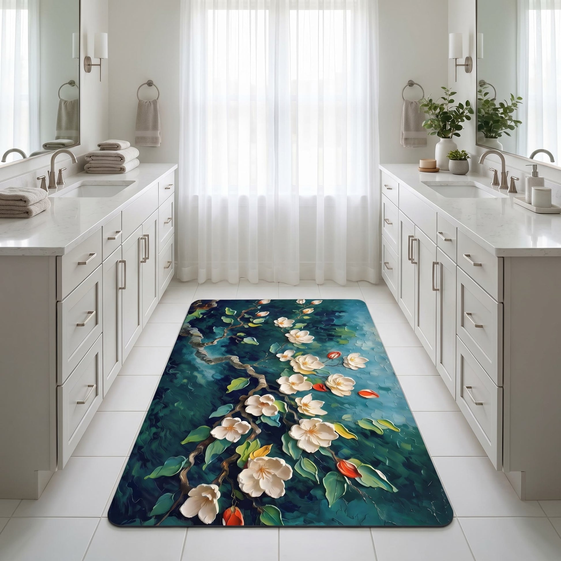 Impressionist Magnolia Bathroom Rug - image 1