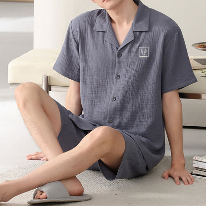 Unisex Cotton Gauze Resort Loungewear Set - Dark Grey - 4XL - image 11