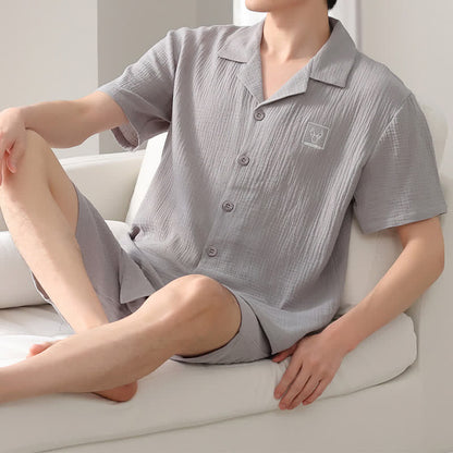 Unisex Cotton Gauze Resort Loungewear Set - Light Gray - 4XL - image 9