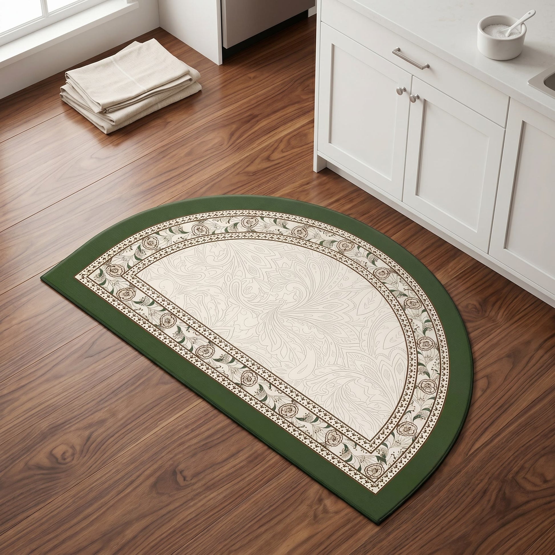 Half-Moon Vintage Border Floral Bathroom Rug - image 2