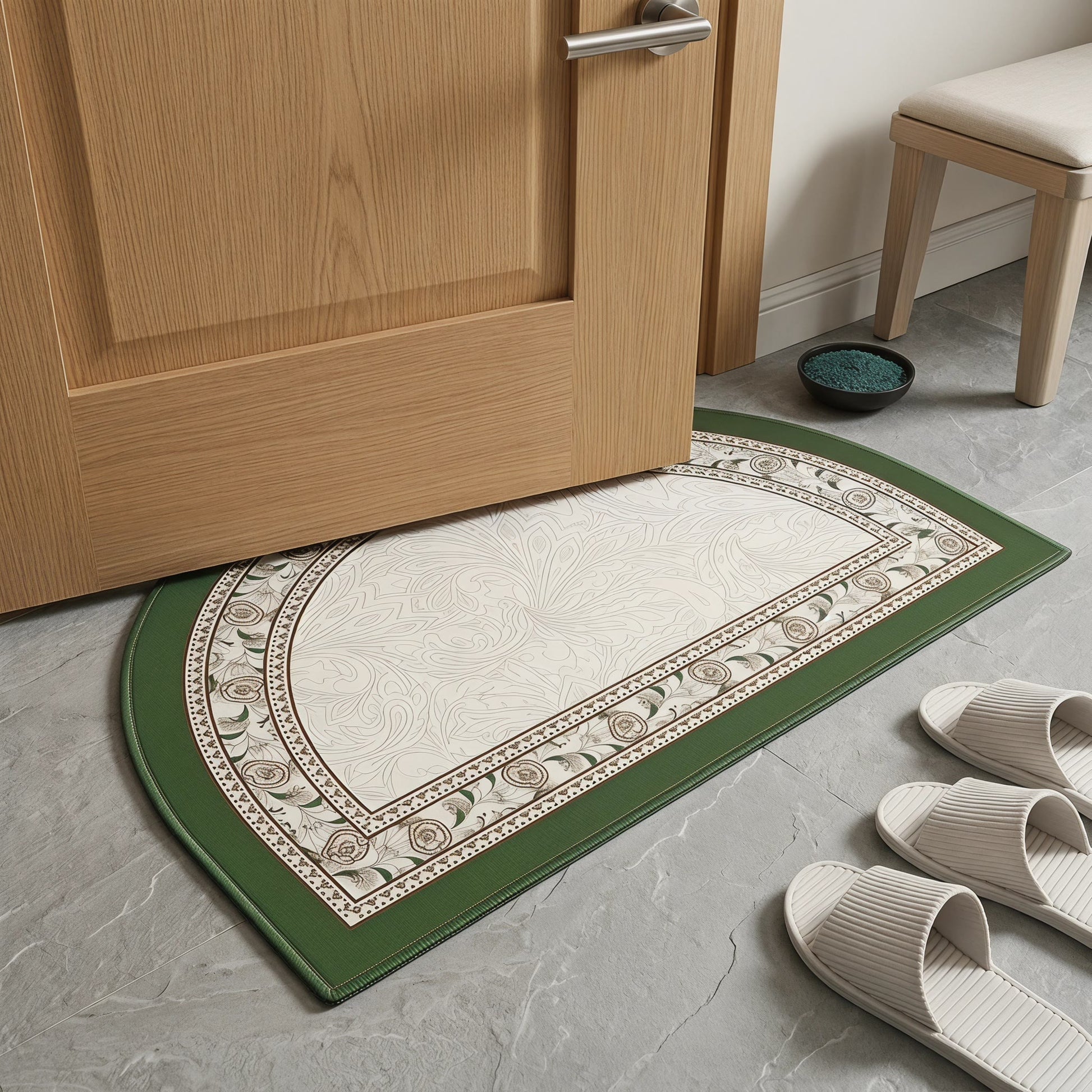 Half-Moon Vintage Border Floral Bathroom Rug - image 3