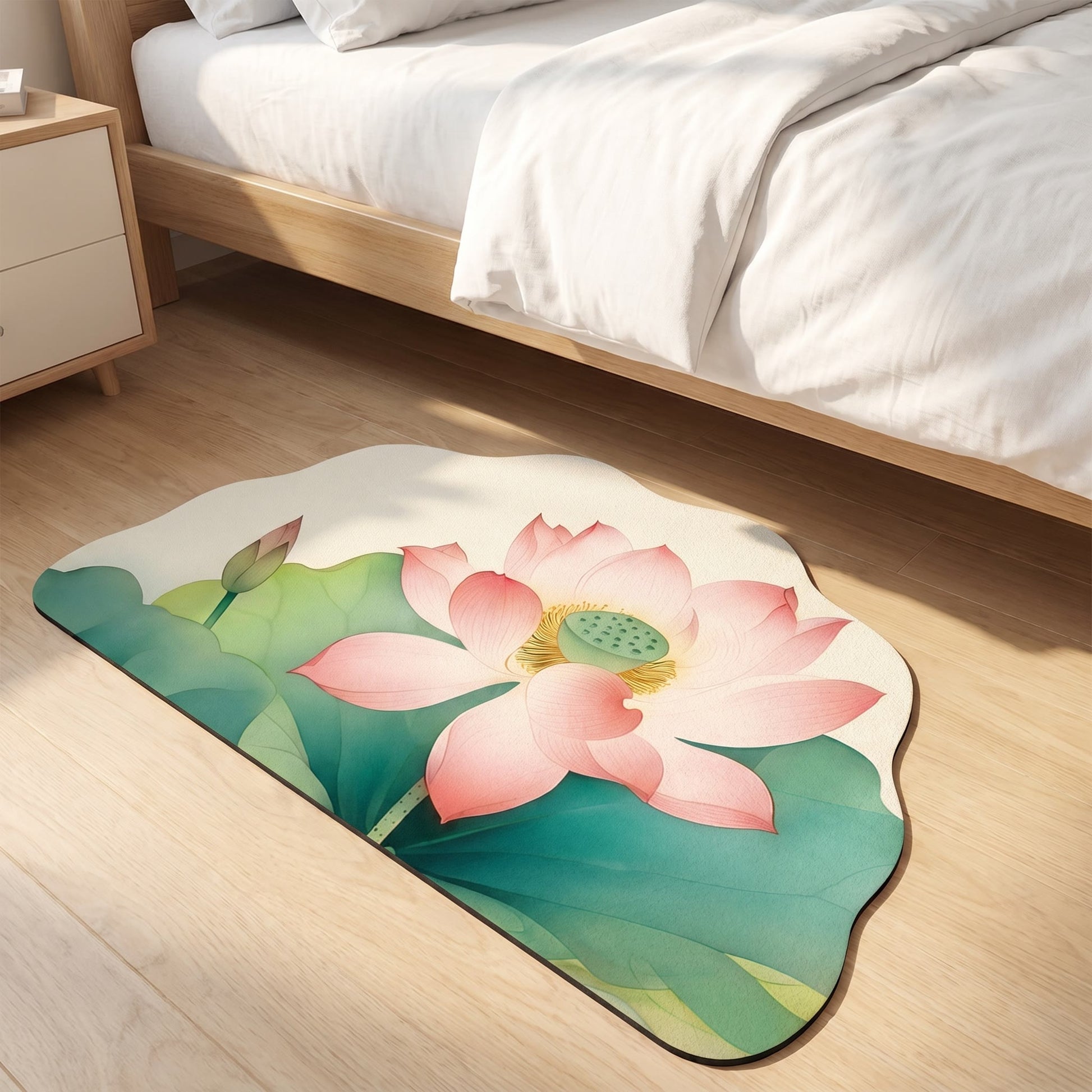 Oriental Lotus Floral Bathroom Rug - image 2