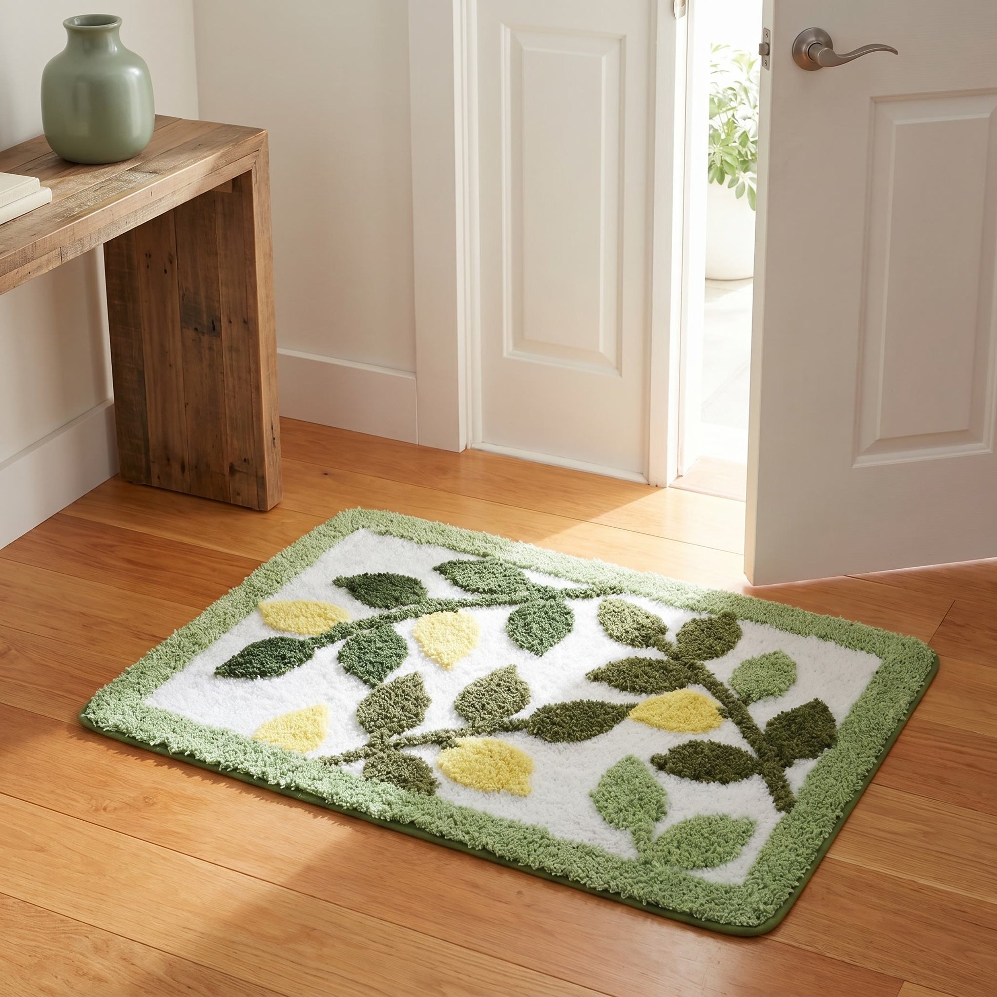 Multi-Tone Leaf Tufted Bathroom Rug - image 2