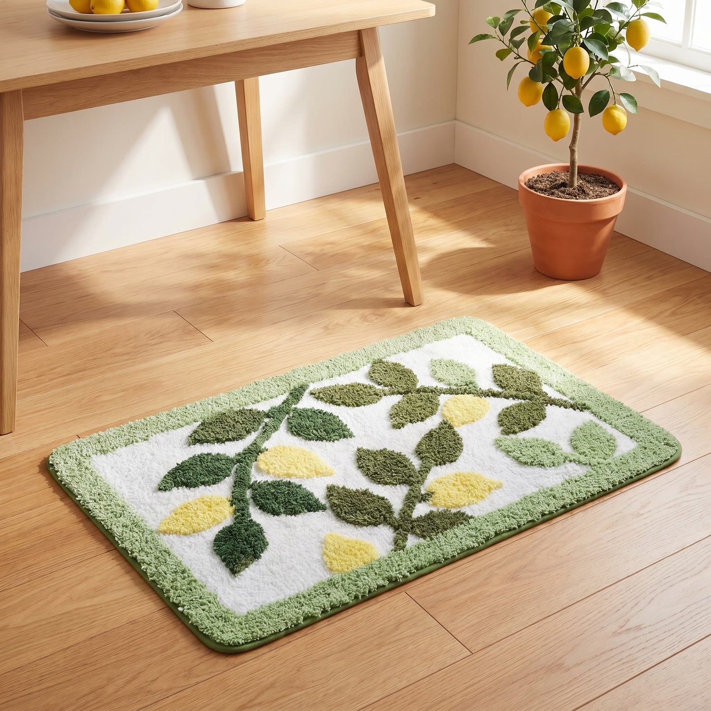 Multi-Tone Leaf Tufted Bathroom Rug - image 1