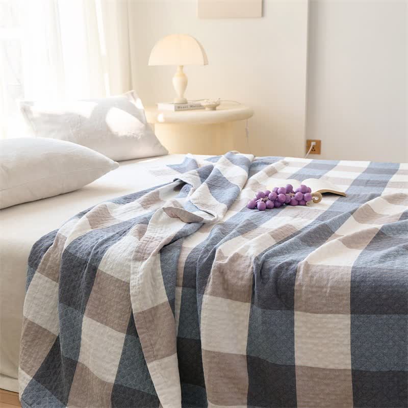 Multi-Tone Plaid Cotton Gauze Quilt - image 2