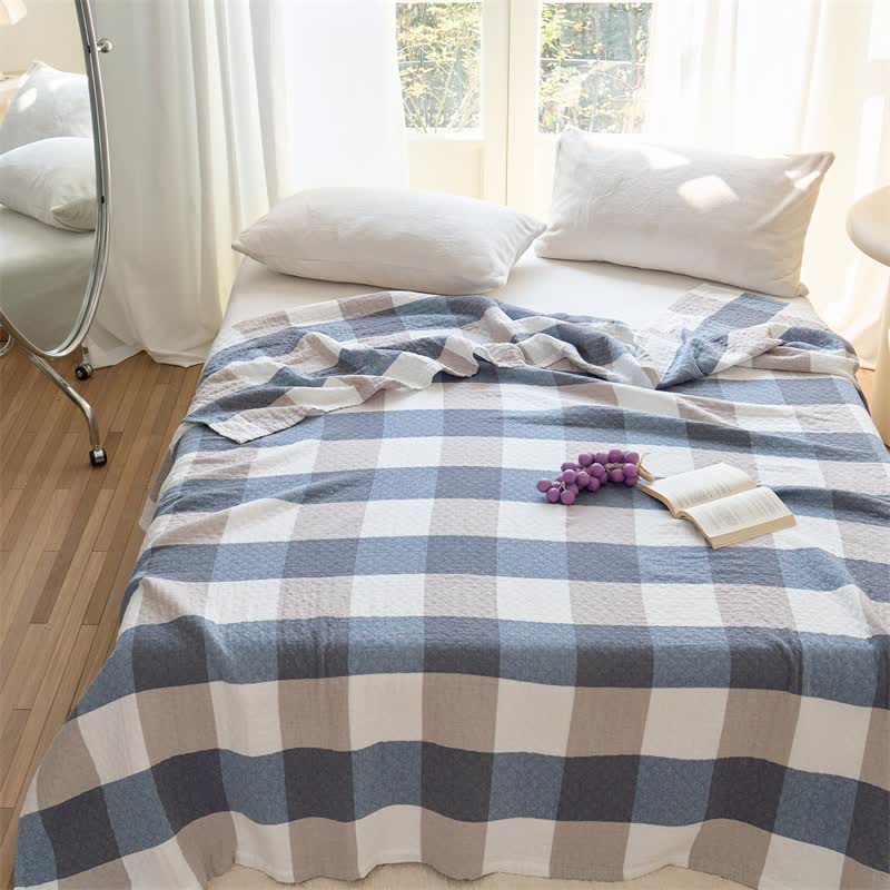 Multi-Tone Plaid Cotton Gauze Quilt - image 1