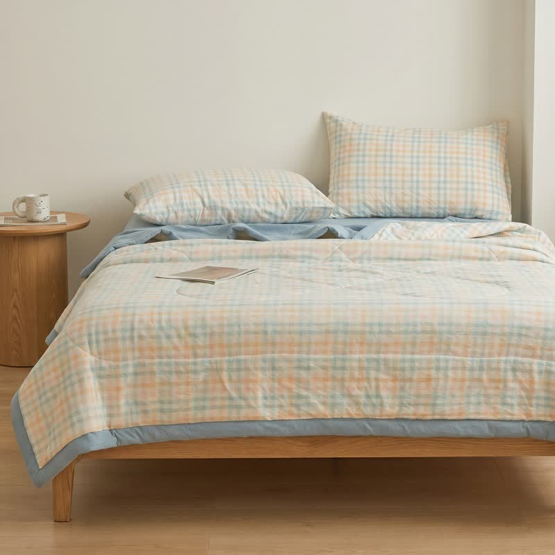 Pastel Plaid Cotton Gauze Quilt - image 2