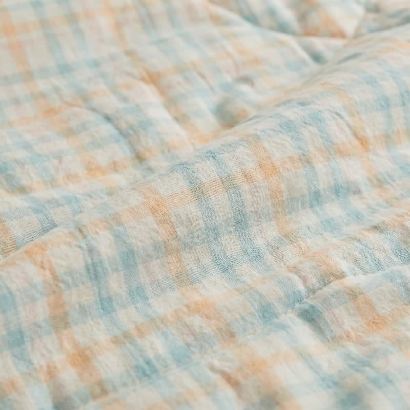 Pastel Plaid Cotton Gauze Quilt - image 4