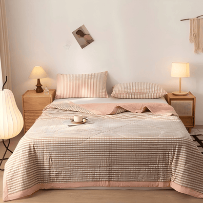 Classic Gingham Cotton Gauze Quilt - Pink - King - image 6