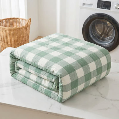 Neutral Gingham Cotton Gauze Quilt - image 2