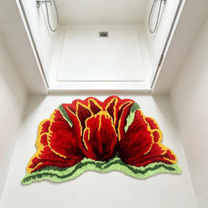 Pink&Red Tulip Shaped Plush Bathroom Rug - image 3